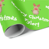 Rudolph Reindeer Red Nose Kerstmis Naam Cadeaupapier (Rol Hoek)