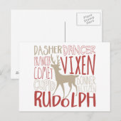 Rudolph Reindeer Silhouette Briefkaart (Voorkant / Achterkant)