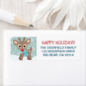 Rudolph Reindeer Snowflake - kerstadres Etiket (Insitu)