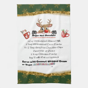 Rudolph Reindeer Vegan Recept voor Warme Chocolade Theedoek
