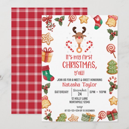 Rudolph Rendier, KERST Baby Ontmoet & Groet Kaart (Voorkant / Achterkant)