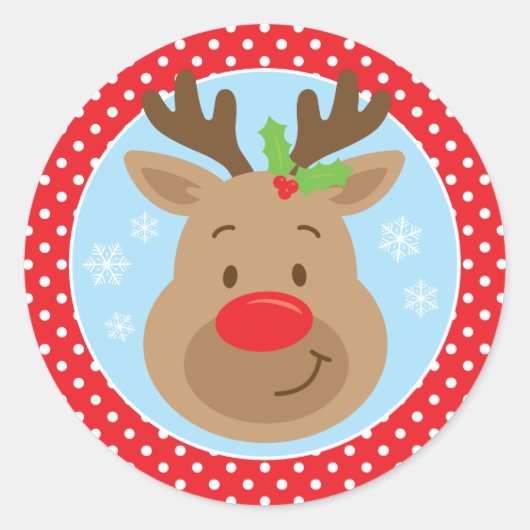 Rudolph Rendier Kerstvakantie Ronde Sticker (Voorkant)
