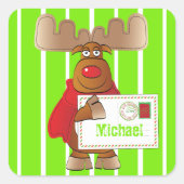 Rudolph rendieren Noordpool speciale levering Kind Vierkante Sticker (Voorkant)