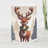 Rudolph Retro Concept Art Gevouwen Vakantie Kaart (Voorkant)