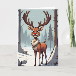 Rudolph Retro Concept Art Vouw Kerstkaart Feestdagen Kaart