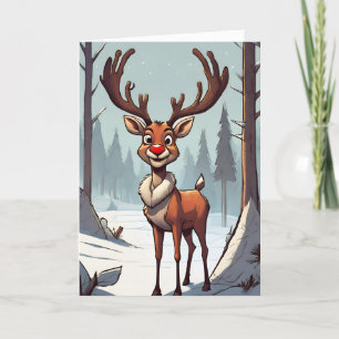 Rudolph Retro Concept Kunst Vouw Kerstkaart Feestdagen Kaart