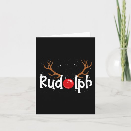 Rudolph Rode Neus Rendier Kerst Plezier 1 Kaart (Voorkant)