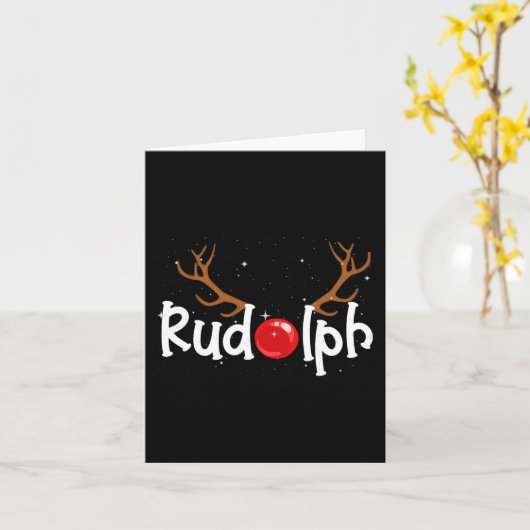 Rudolph Rode Neus Rendier Kerst Plezier 1 Kaart (Gele Bloem)