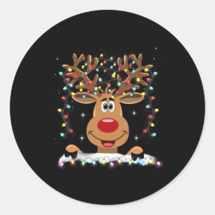 Rudolph Rode Neus Rendier Kerstman Kerstmis 1 Ronde Sticker