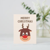 Rudolph Rode Neus Rendier Roze Kerstkaart (Staand voorkant)