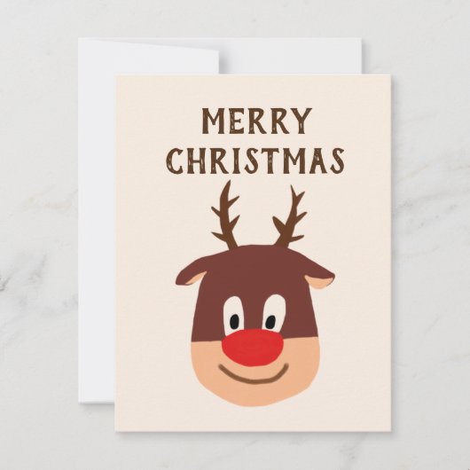 Rudolph Rode Neus Rendier Roze Kerstkaart (Voorkant)