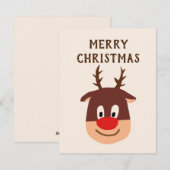Rudolph Rode Neus Rendier Roze Kerstkaart (Voorkant / Achterkant)