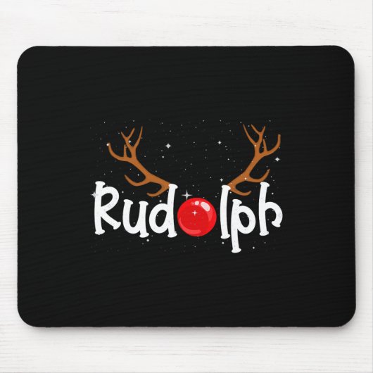 Rudolph rode neus rendieren kerst plezier muismat (Voorkant)
