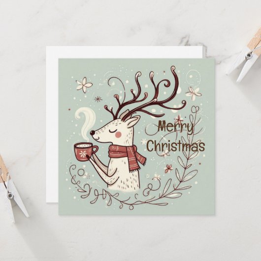 Rudolph’s Cosy Merry Christmas Kaart (Voorkant / Achterkant in situ)