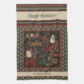 Rudolph Santa Frosty Jezus Gepersonaliseerde Kerst Theedoek (Verticaal)