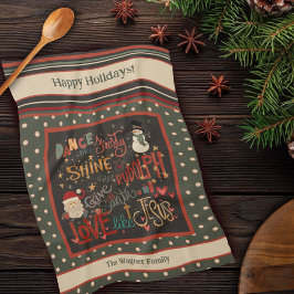 Rudolph Santa Frosty Jezus Gepersonaliseerde Kerst Theedoek