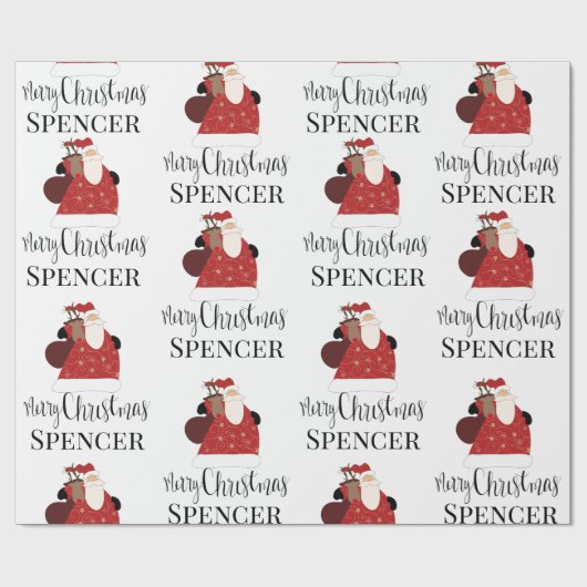 Rudolph & Santa Personalized Cadeaupapier (Vlak)