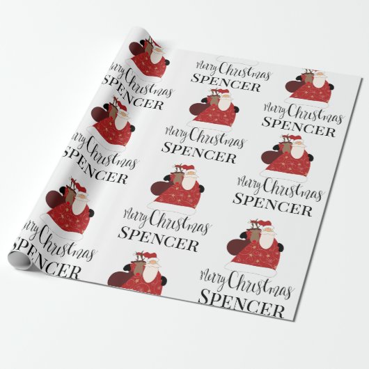 Rudolph & Santa Personalized Cadeaupapier (Uitgerold)