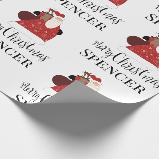 Rudolph & Santa Personalized Cadeaupapier (Hoek)