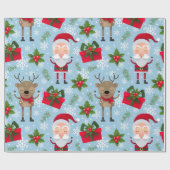Rudolph Santa Snowflakes kerstpapier Cadeaupapier (Vlak)