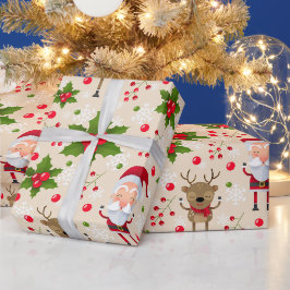 Rudolph Santa Snowman-kerstinpakpapier Cadeaupapier