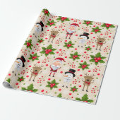Rudolph Santa Snowman-kerstinpakpapier Cadeaupapier (Uitgerold)
