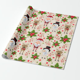 Rudolph Santa Snowman-kerstinpakpapier Cadeaupapier