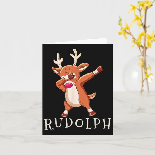 Rudolph Santas Reindeers Family Matching Outfit Ch Kaart (Gele Bloem)