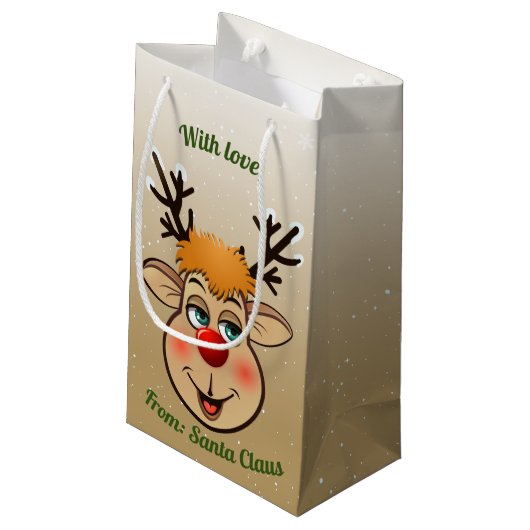 Rudolph - Santa's Roodgestreepte renrenrenrendiert Klein Cadeauzakje (Achterkant Gekanteld)