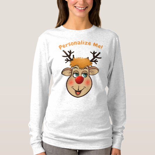 Rudolph - Santa's Roodgestreepte renrenrenrendiert T-shirt (Voorkant)