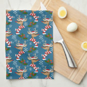 Rudolph, Snowflakes and KerstHolly Theedoek (Quarter Fold)