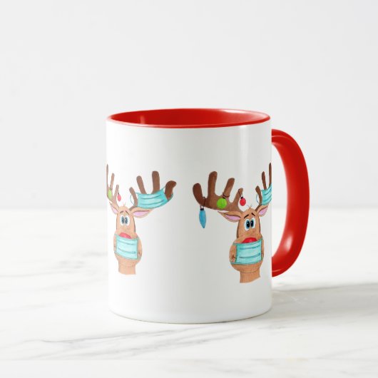 Rudolph the Face Mask Reindeer Coffee Mok (Voorkant rechts)