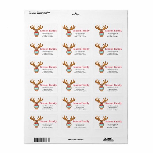Rudolph the Face Mask Reindeer Etiket (Full Sheet)