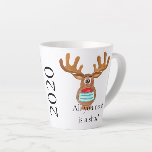 Rudolph the Face Mask Reindeer Latte Mok (Rechterhoek)