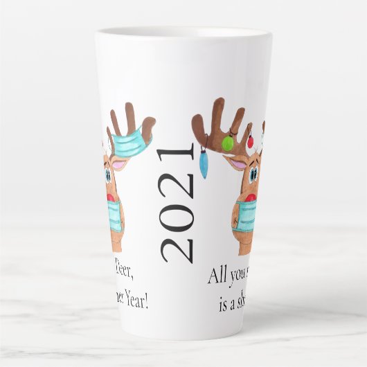 Rudolph the Face Mask Reindeer Latte Mok (Voorkant)