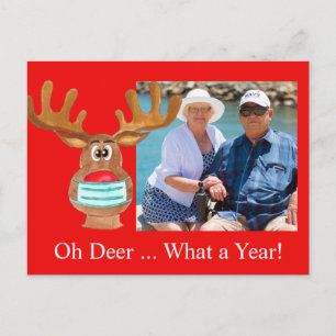 Rudolph the Face Masker Reindeer Photo Card Briefkaart