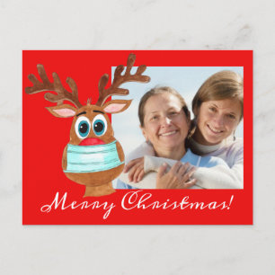 Rudolph the Face Masker Reindeer Photo Card Briefkaart
