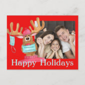 Rudolph the Face Masker Reindeer Photo Card Briefkaart (Voorkant)