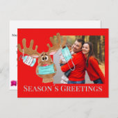 Rudolph the Face Masker Reindeer Photo Card Briefkaart (Voorkant / Achterkant)