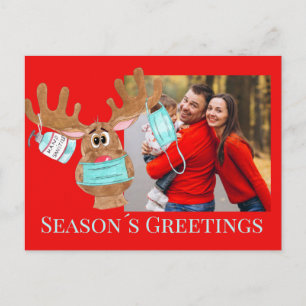 Rudolph the Face Masker Reindeer Photo Card Briefkaart