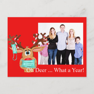 Rudolph the Face Masker Reindeer Photo Card Briefkaart