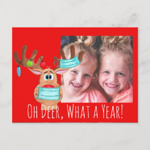 Rudolph the Face Masker Reindeer Photo Card Briefkaart