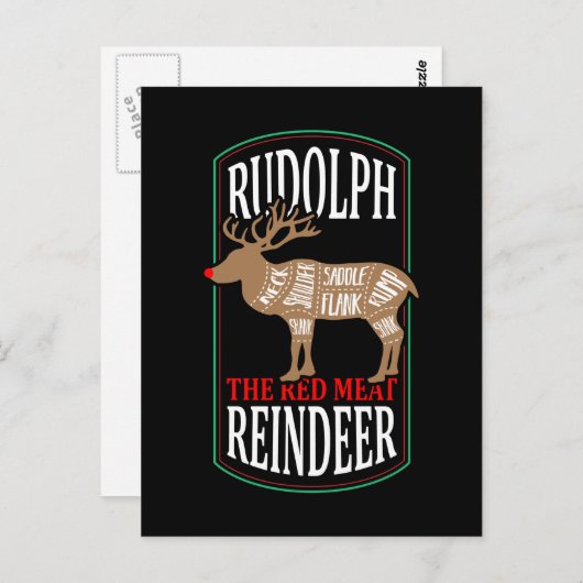 Rudolph the Red Meat Reindeer Briefkaart (Voorkant / Achterkant)