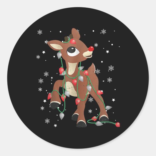 Rudolph The Red Nose Reindeer For Kids And Christm Ronde Sticker (Voorkant)