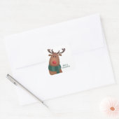 Rudolph The Red Nose Reindeer Merry Kerstmis Vierkante Sticker (Envelop)