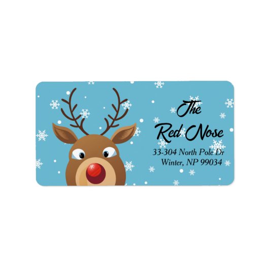 Rudolph the Red Nose Rendier Retour Adreslabel Etiket (Voorkant)