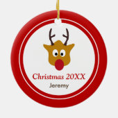 Rudolph The Red Nosed Reindeer Kerstmis Keramisch Ornament (Achterkant)