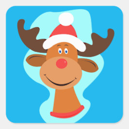 Rudolph the Red-Nosed Reindeer Moose in Santa Hat Vierkante Sticker