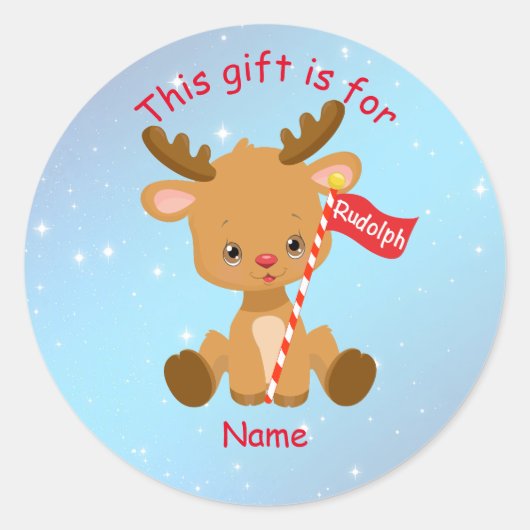 Rudolph the Red Nosed Reindeer Ronde Sticker (Voorkant)