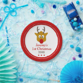 Rudolph the Reindeer Cute Babys 1st Kerstmis Papieren Bordje (Feest)
